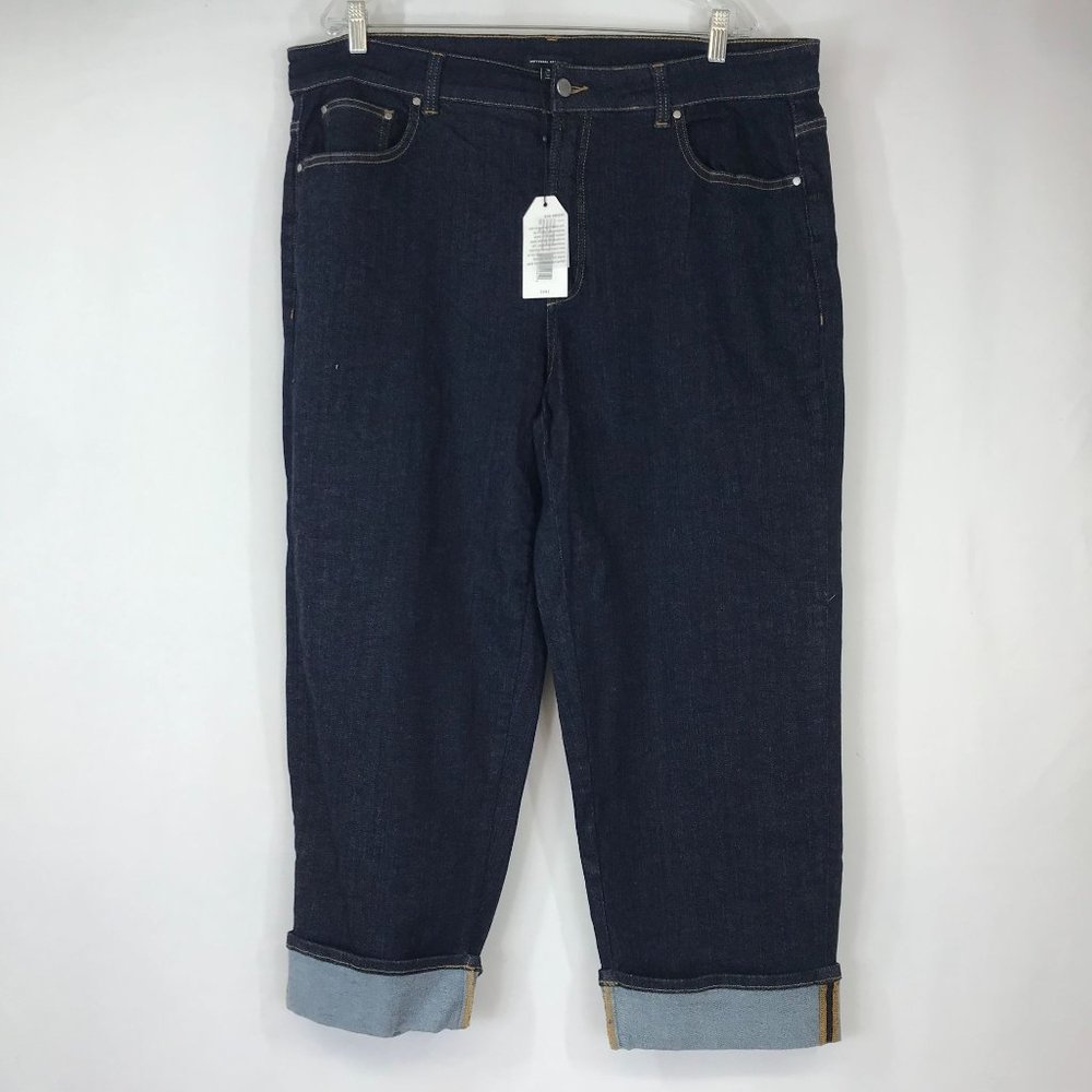 UNIVERSAL STANDARD - WOMEN'S 18 - BLUE 5 POCKET ZIPPER FLY CUFFED DENIM JEAN
